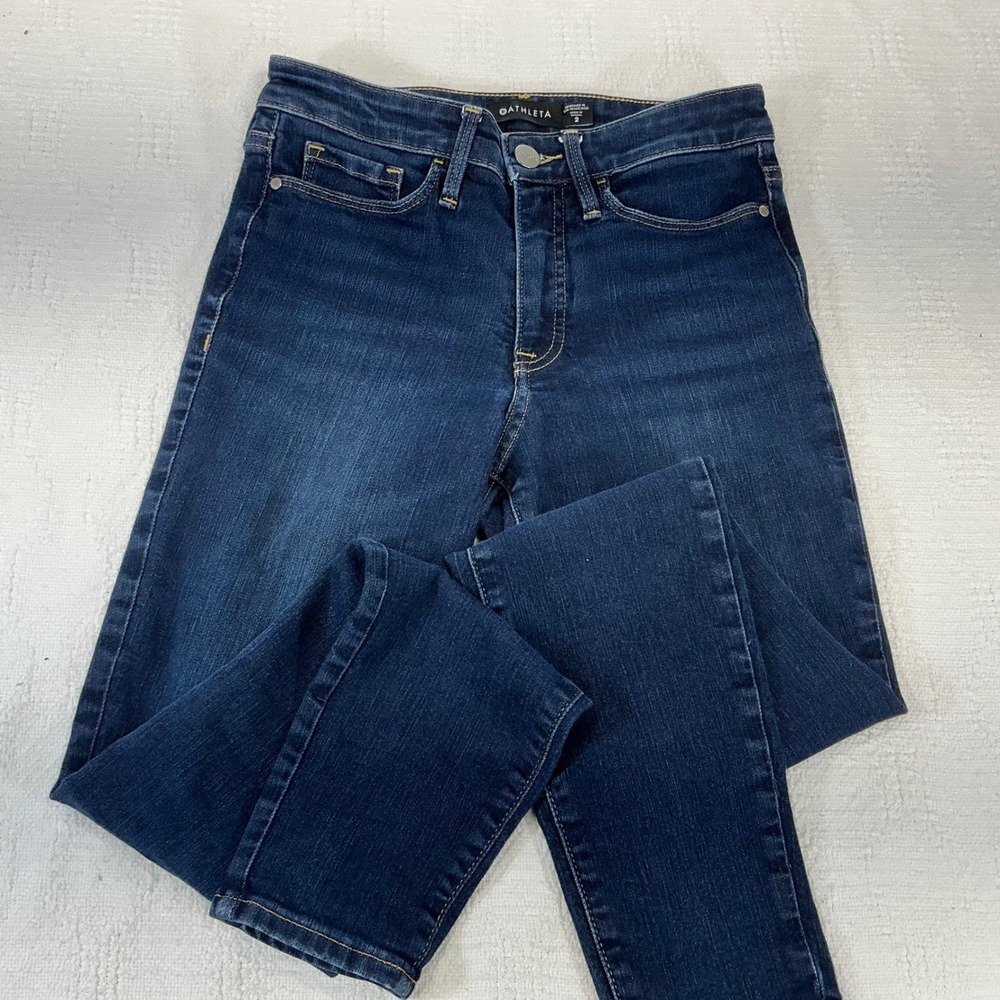 Athleta Womens Dark Wash High Rise Skinny Denim Jeans Blue Size 2
